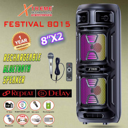 Festival 8015 Rechargeable Mobile Bluetooth Speaker with 8" x 2 + Wired Mic