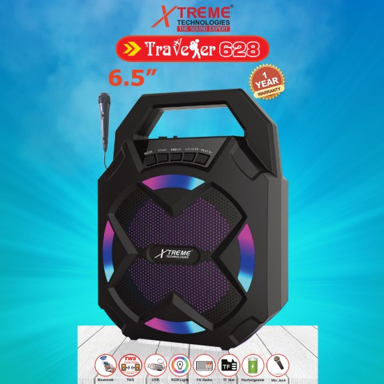 TRAVELER 628 Rechargeable 6.5" Speaker with Karaoke Jack 